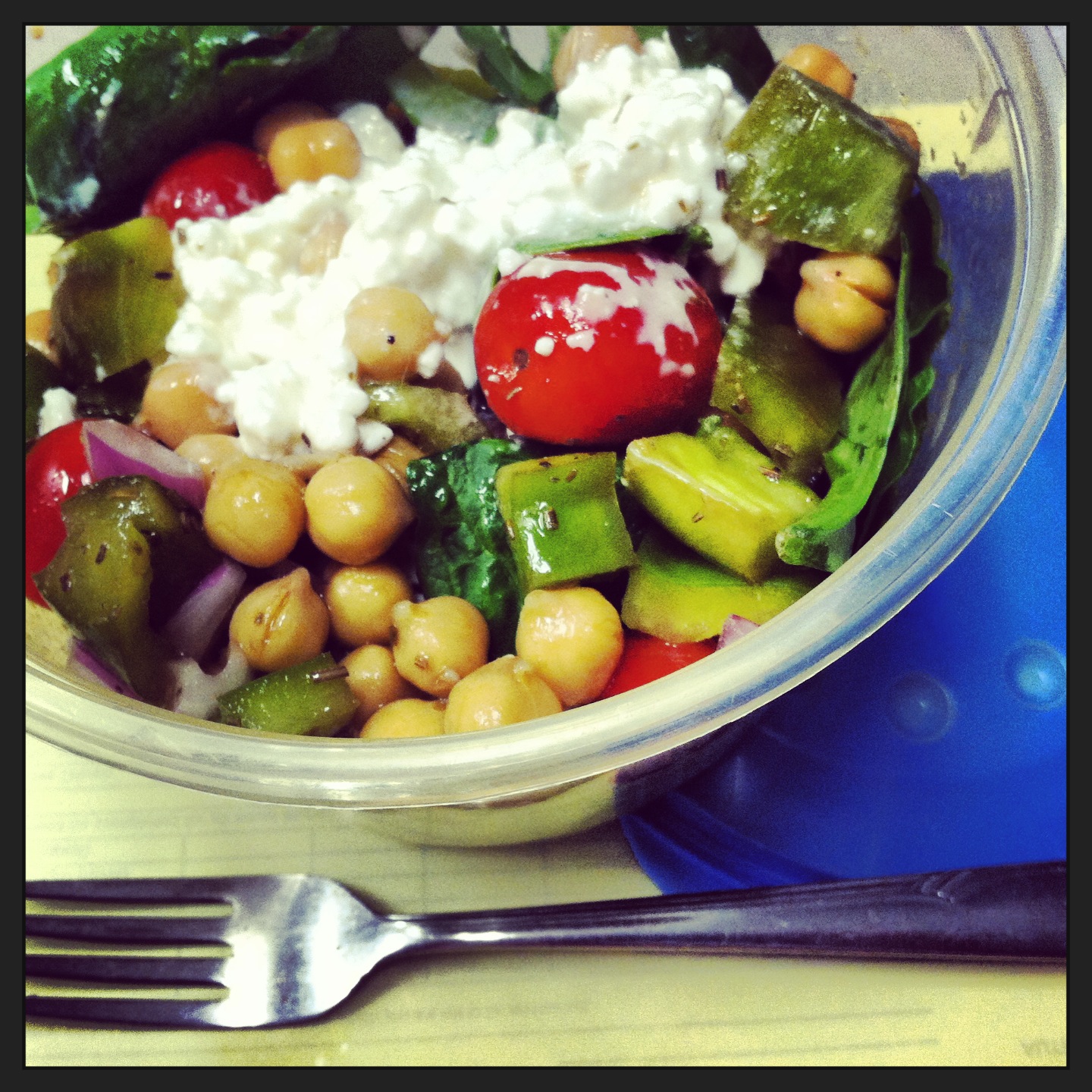 The Retro Vegetarian Cottage Cheese and Chickpea Salad with Balsamic